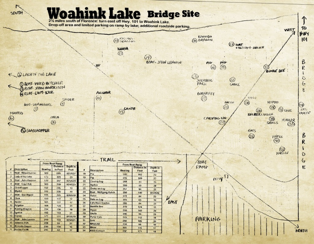 Woahink Lake Diving Map
